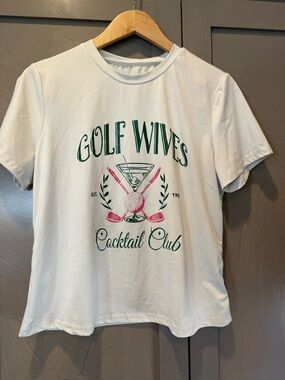 SHEIN White Tee with Black Tag and Green Graphic